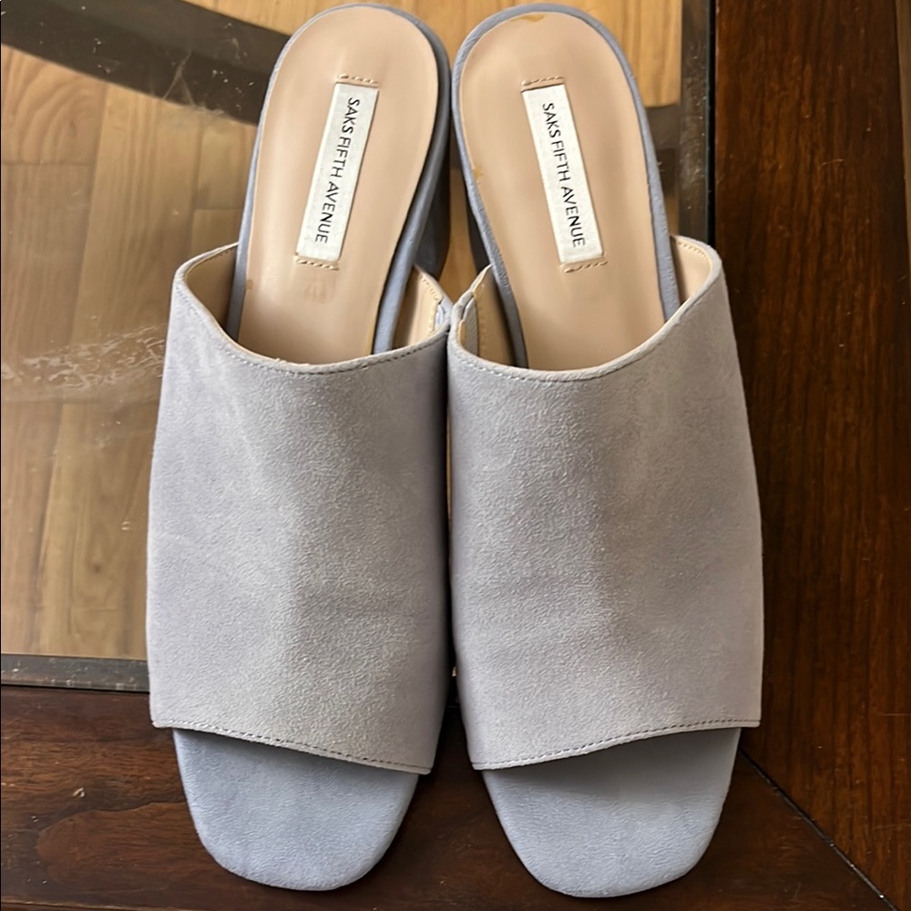 Saks Fifth Avenue Lavender Mules with Block Heel